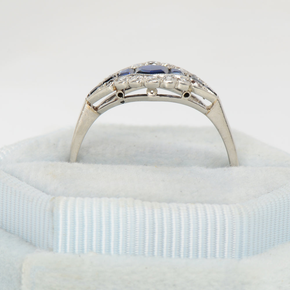 
                      
                        Art Deco Sapphire Diamond Platinum Ring
                      
                    