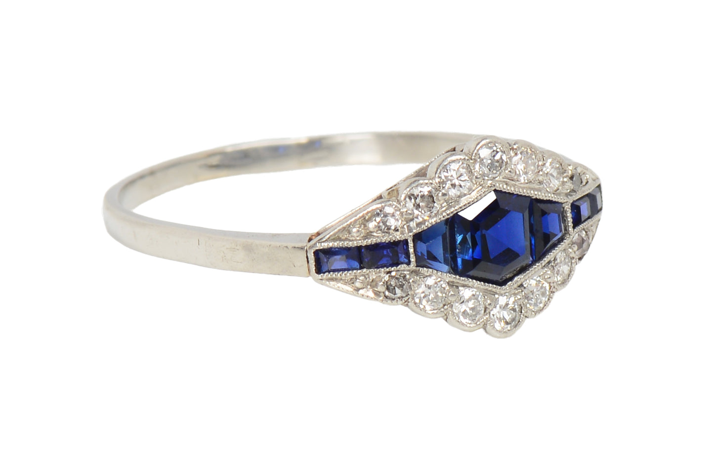 Art Deco Sapphire Diamond Platinum Ring