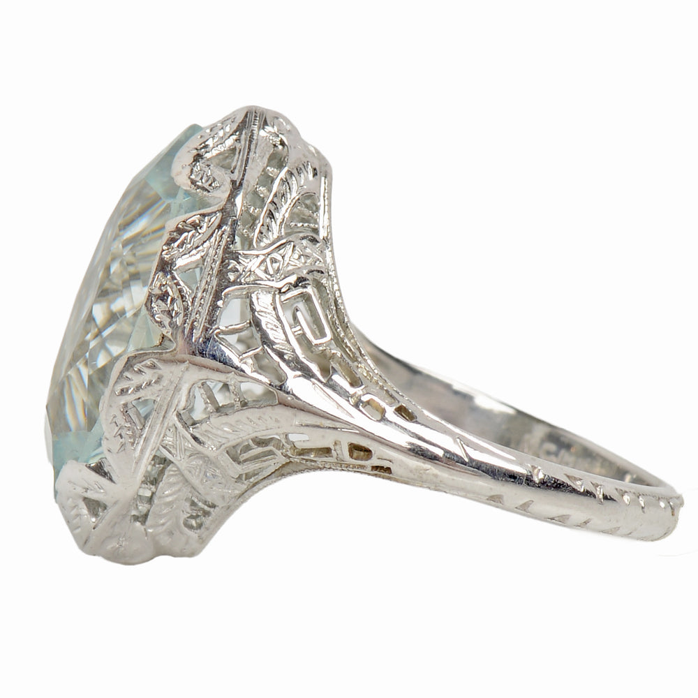 
                      
                        Undulating Aquamarine Art Deco Ring
                      
                    