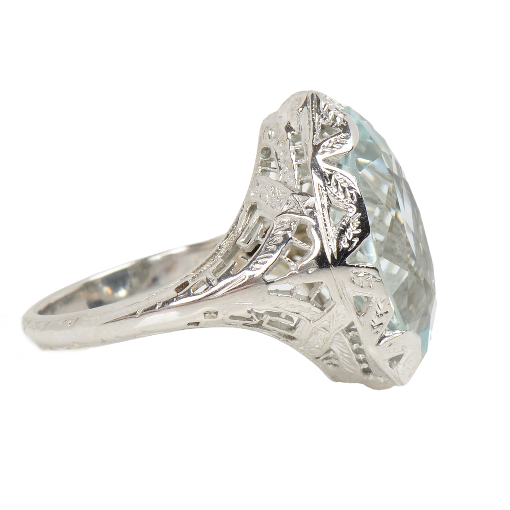 
                      
                        Undulating Aquamarine Art Deco Ring
                      
                    