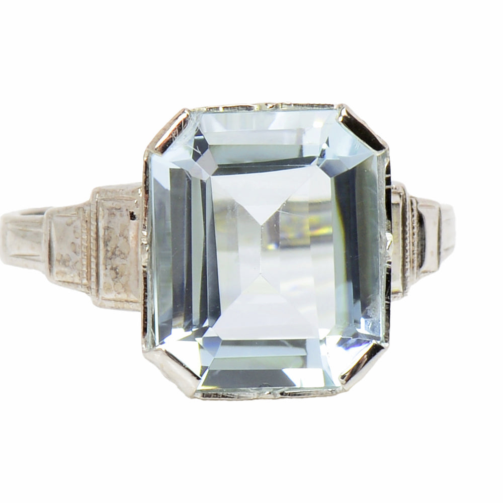 Aquamarine Divine - Art Deco White Gold Setting