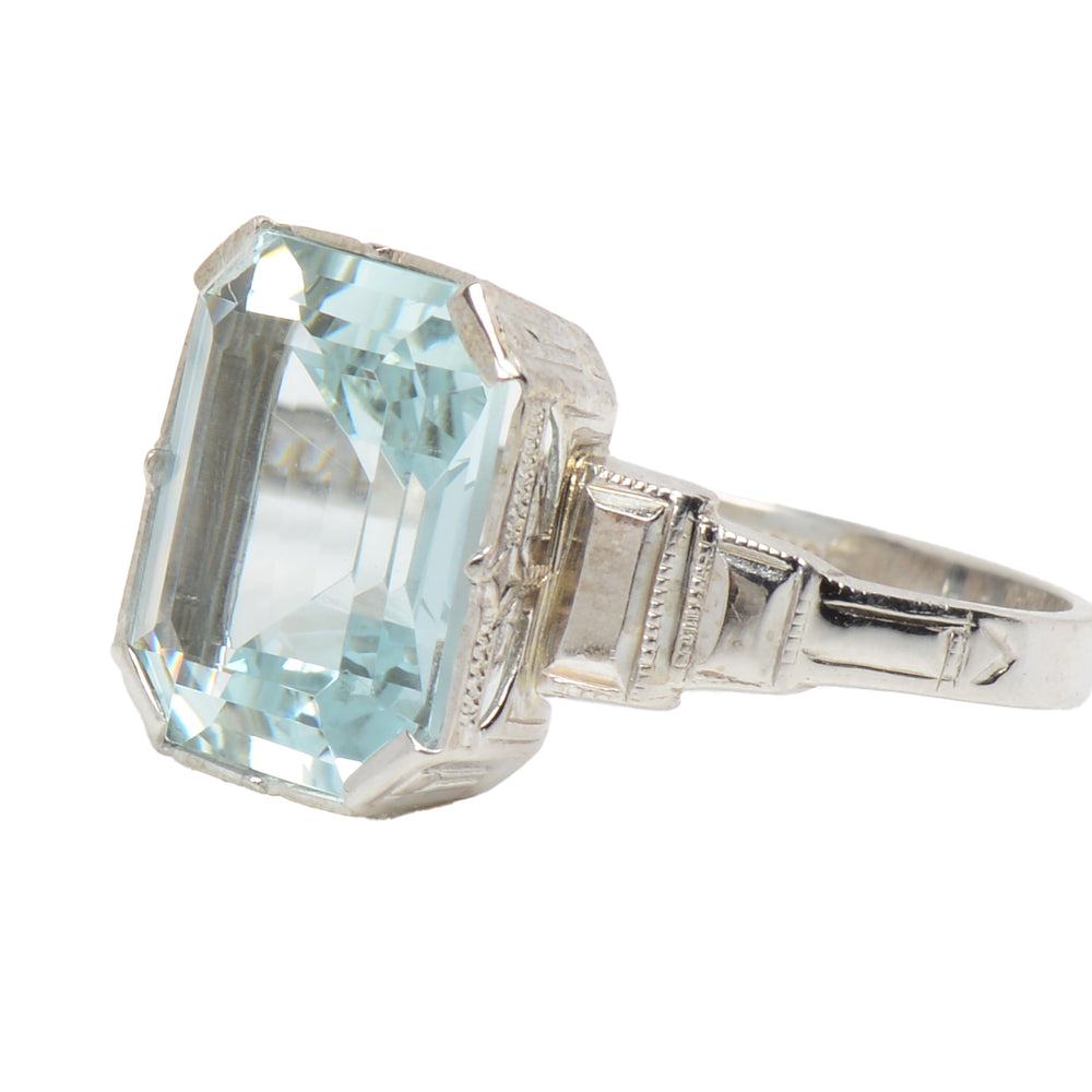 
                      
                        Aquamarine Divine - Art Deco White Gold Setting
                      
                    