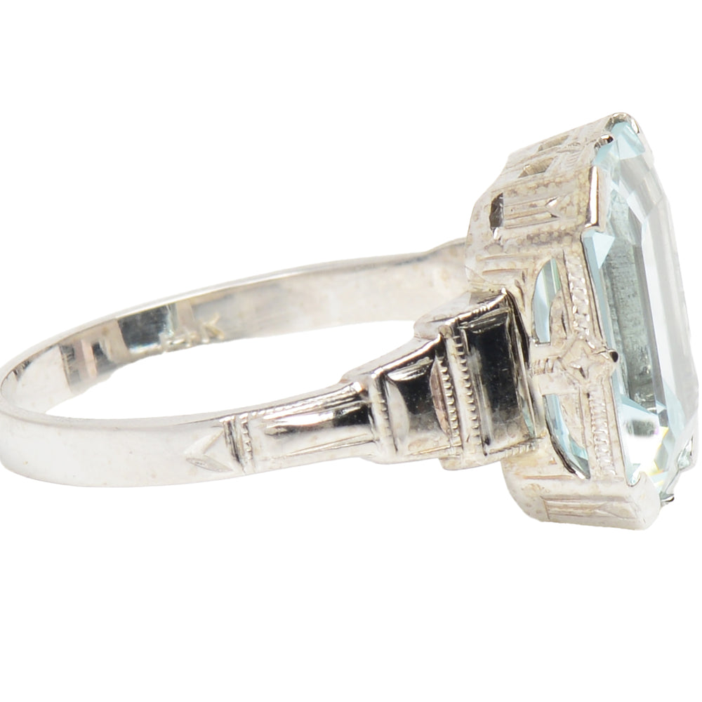 
                      
                        Aquamarine Divine - Art Deco White Gold Setting
                      
                    