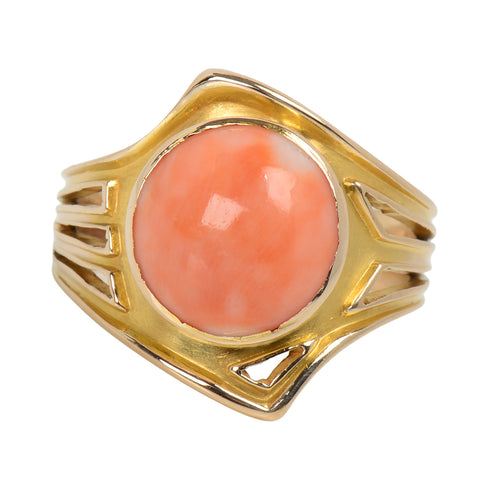 Art Nouveau Coral Antique Ring