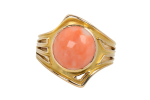 Art Nouveau Coral Antique Ring