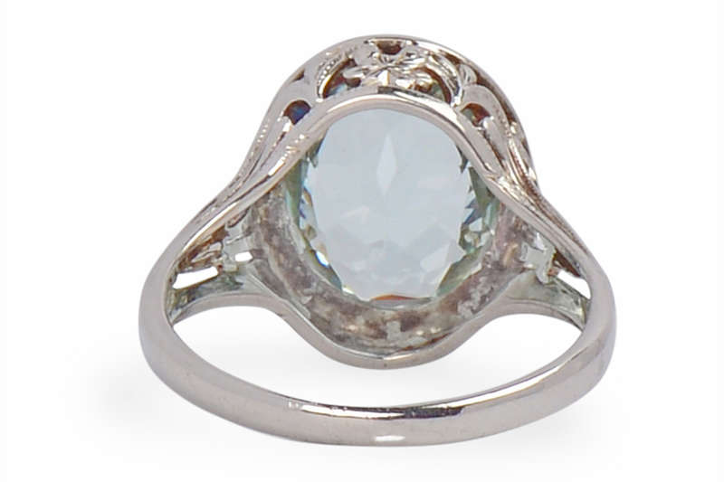 
                      
                        Vintage Filigree White Gold Aquamarine Ring
                      
                    