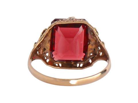 Garnet in a  Vintage Rose & Green Gold Setting