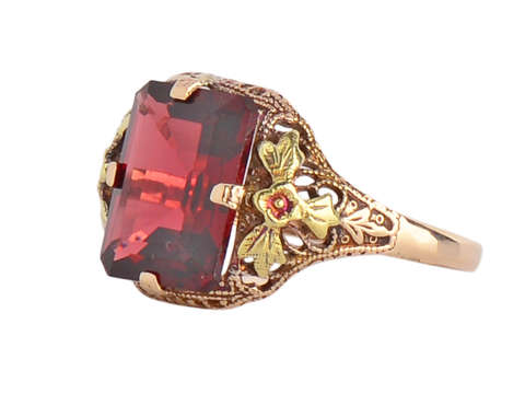 
                      
                        Garnet in a  Vintage Rose & Green Gold Setting
                      
                    