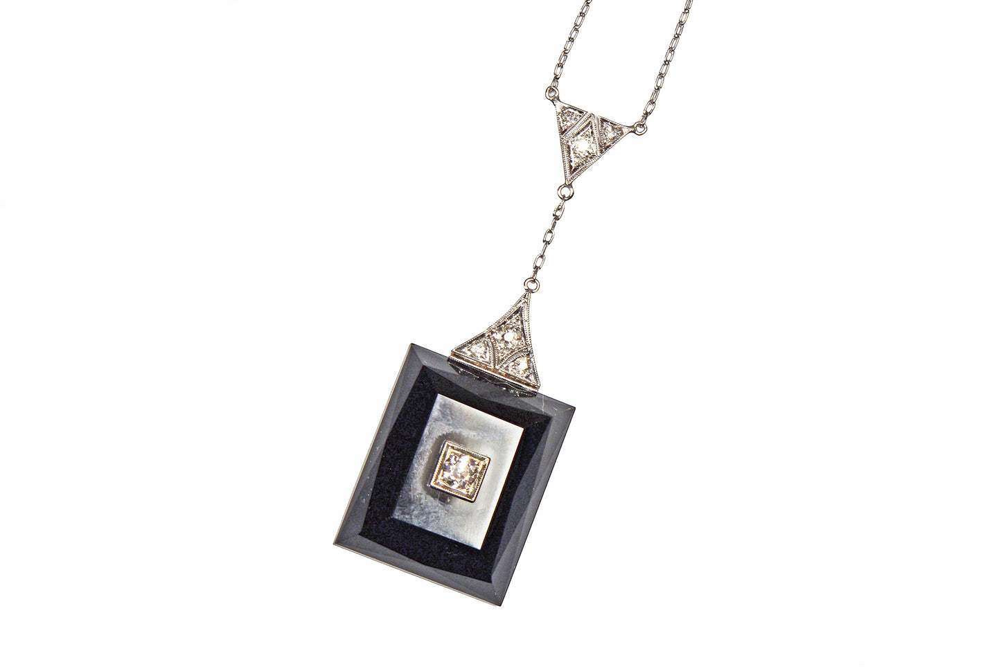 Art Deco Onyx Diamond Platinum Necklace