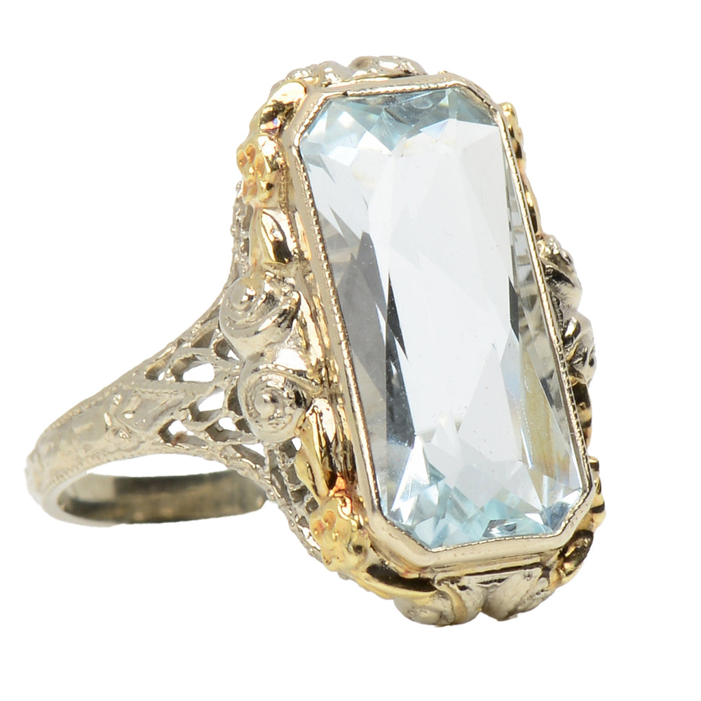 Clear as Day - Vintage Aquamarine Art Deco Ring