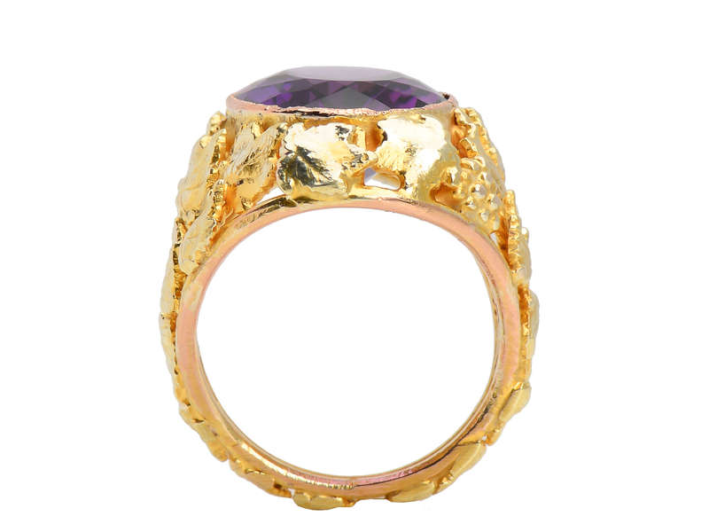 Art Nouveau Amethyst Grape Motif Ring