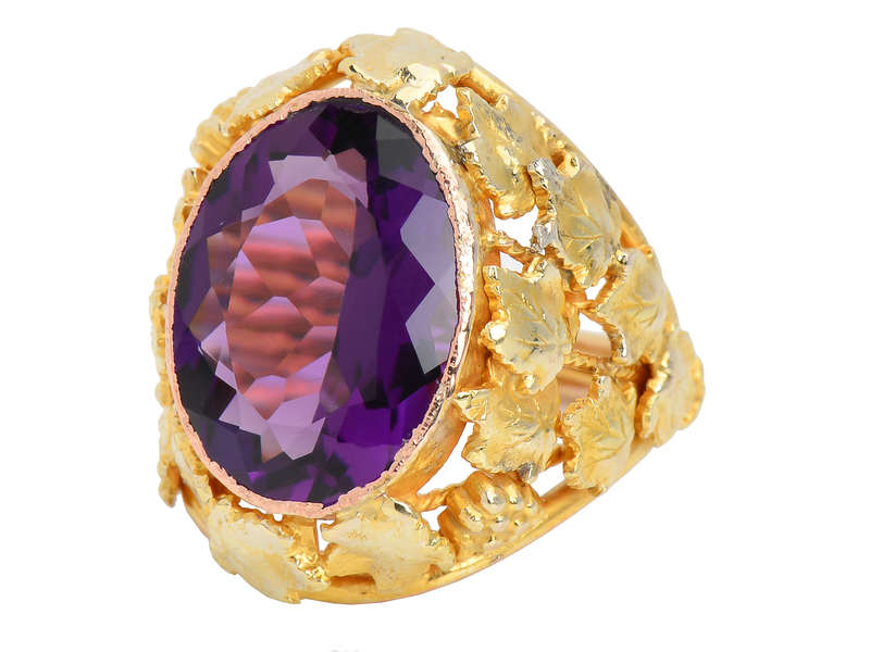 Art Nouveau Amethyst Grape Motif Ring
