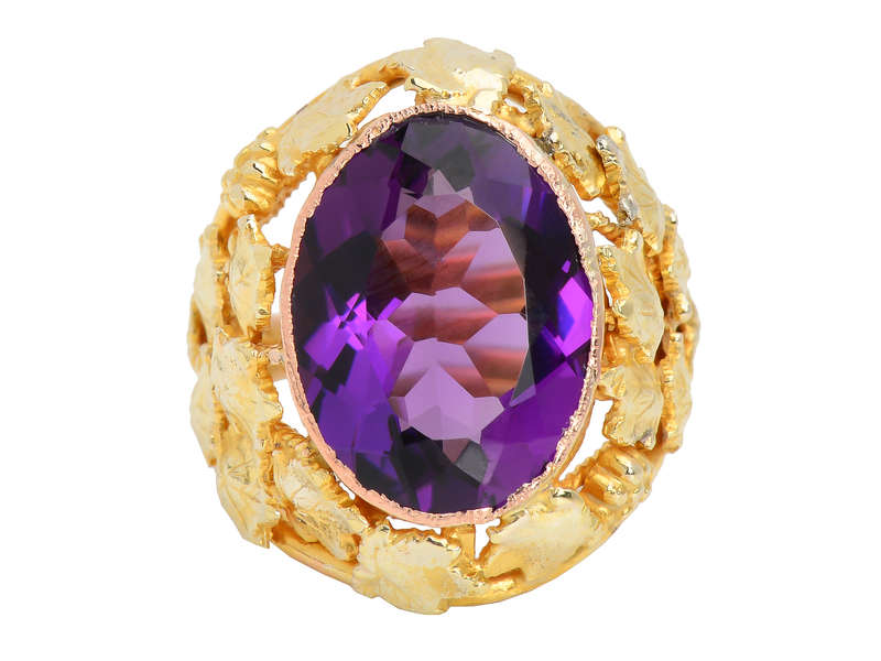 Art Nouveau Amethyst Grape Motif Ring