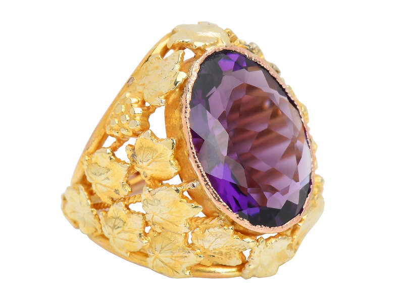 Art Nouveau Amethyst Grape Motif Ring