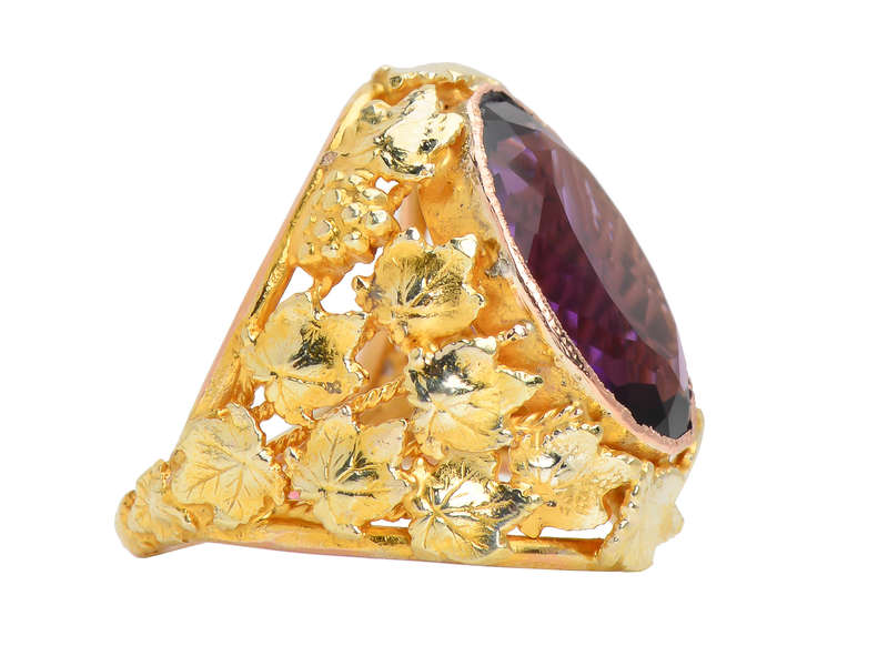 Art Nouveau Amethyst Grape Motif Ring