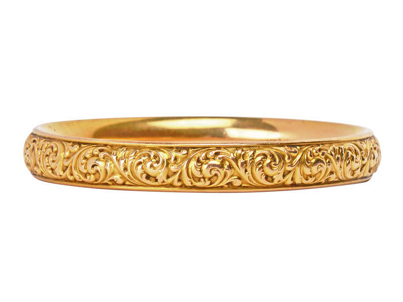 
                      
                        Krementz Glory - Repoussé Antique Bangle Bracelet
                      
                    