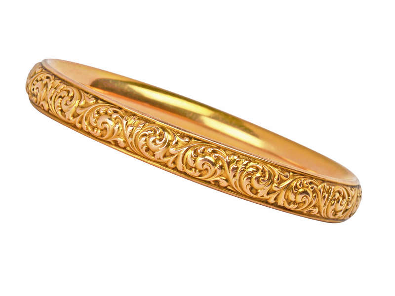 
                      
                        Krementz Glory - Repoussé Antique Bangle Bracelet
                      
                    