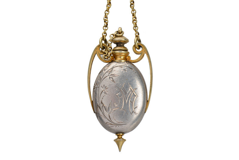Art Nouveau Silver Vermeil Bird Perfume
