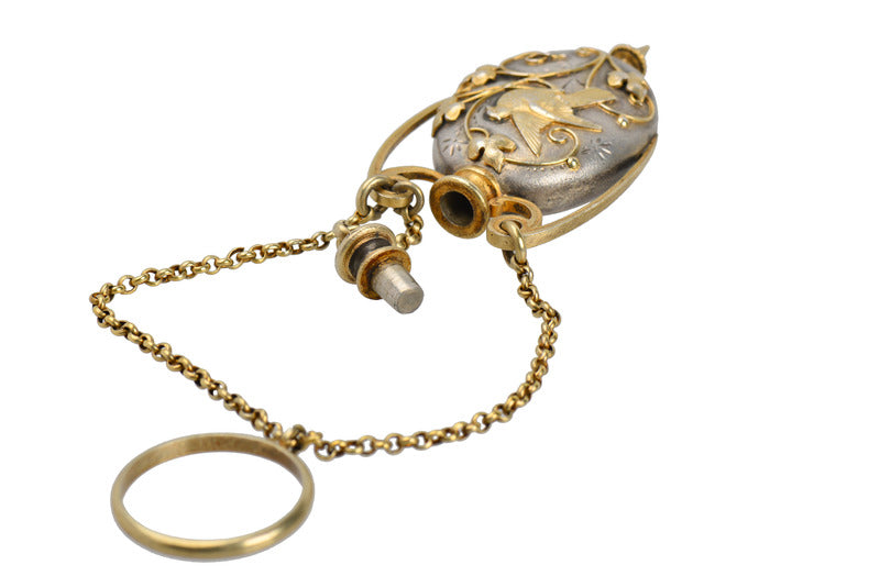 Art Nouveau Silver Vermeil Bird Perfume