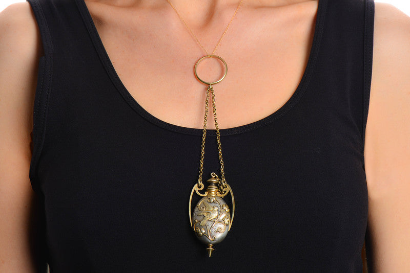 Art Nouveau Silver Vermeil Bird Perfume