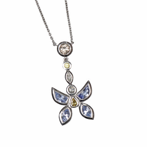 Butterfly Beauty - Colored Sapphire & Diamond Necklace