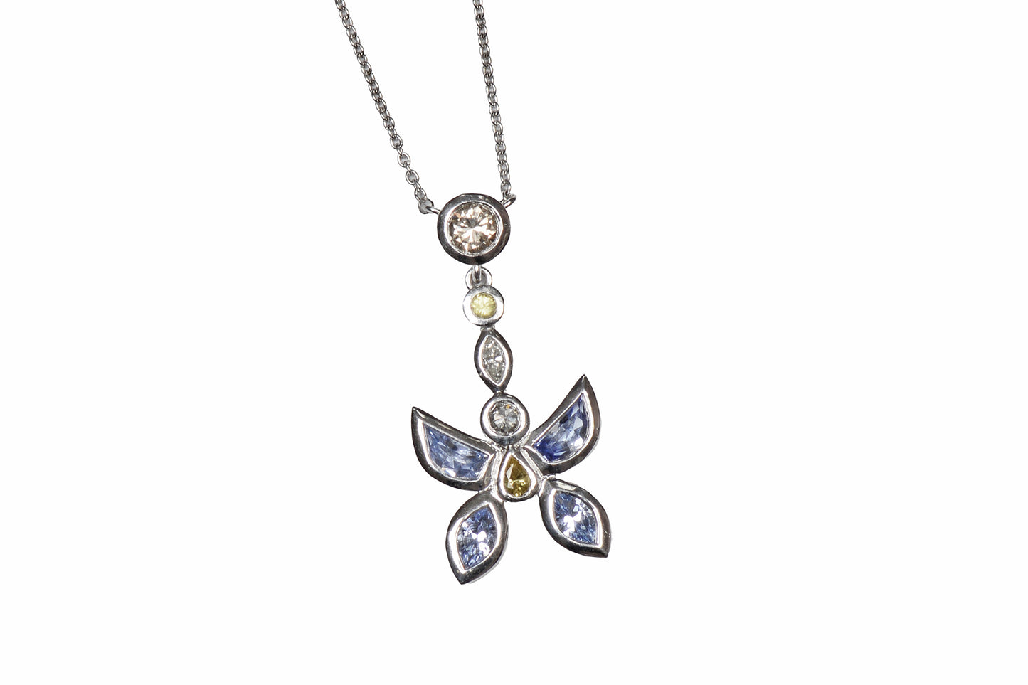 Butterfly Beauty - Colored Sapphire & Diamond Necklace