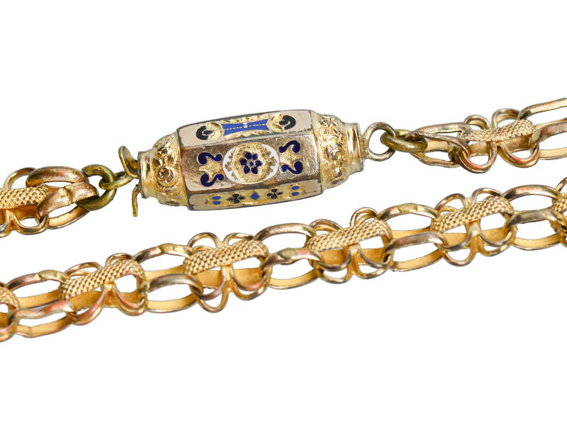 Georgian Pinchbeck Long Chain & Ornate Clasp