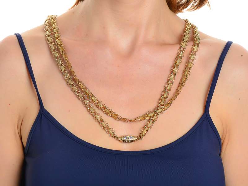 Georgian Pinchbeck Long Chain & Ornate Clasp
