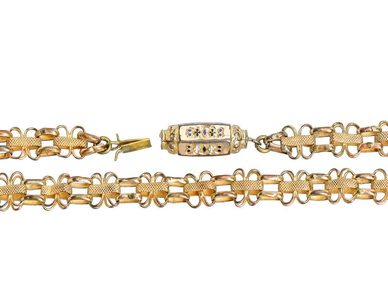 Georgian Pinchbeck Long Chain & Ornate Clasp