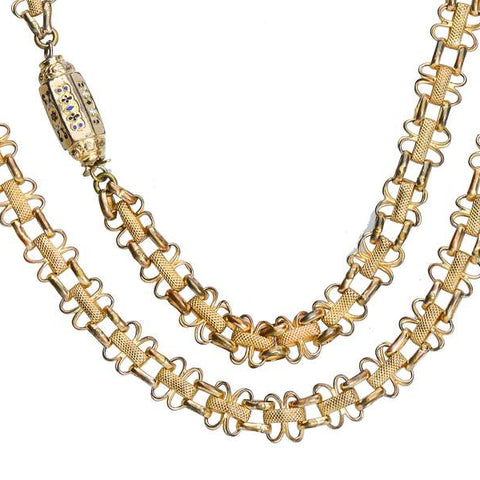 Georgian Pinchbeck Long Chain & Ornate Clasp