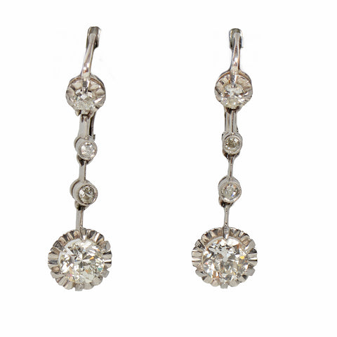 Diamond Platinum Dangle Earrings 1.6 C