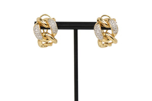 Diamond Gold Curb Chain Design Earrings