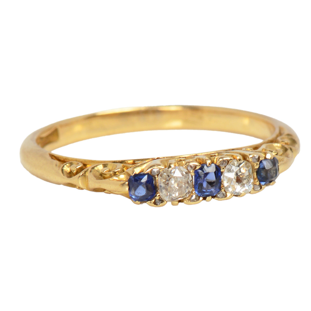Edwardian Sapphire Diamond Wedding Band