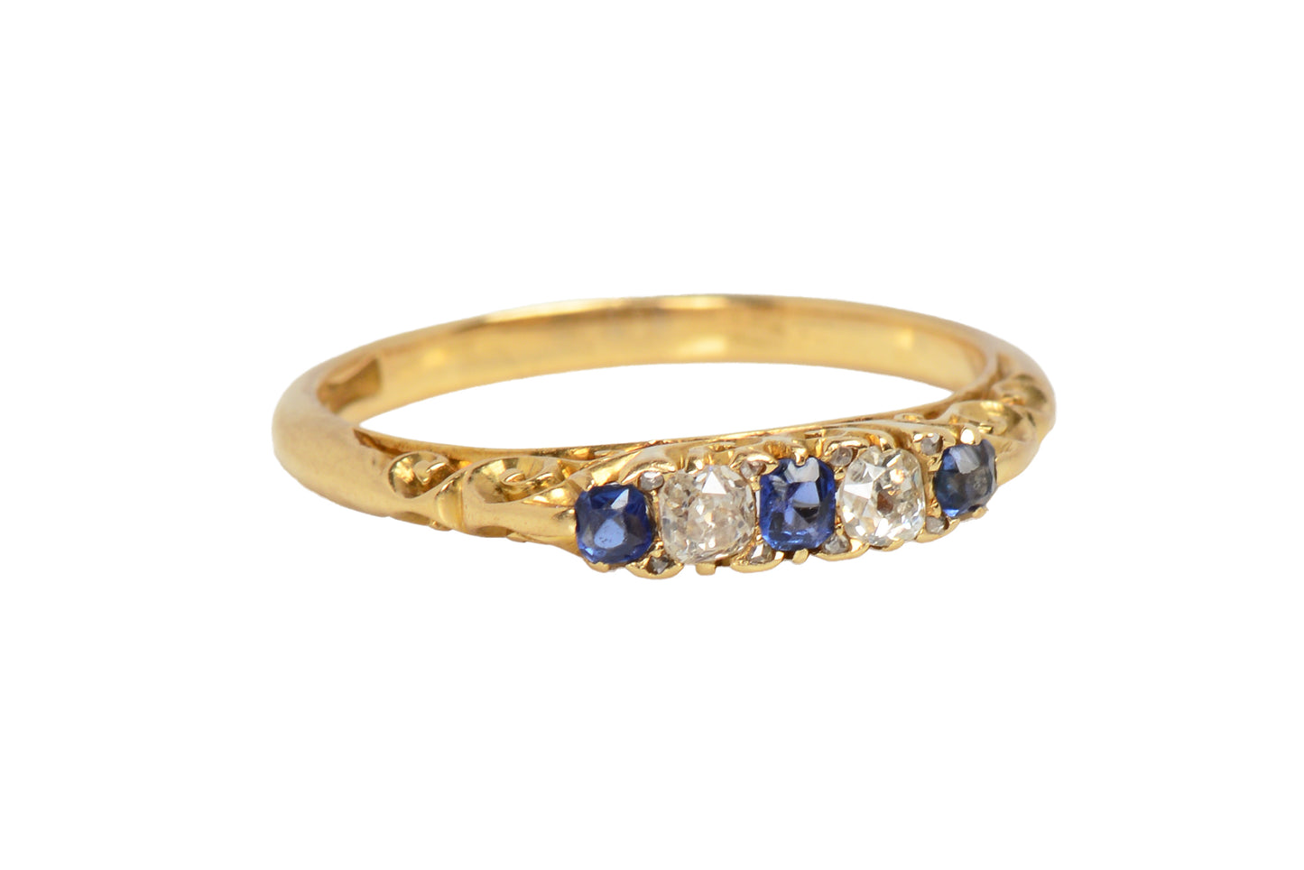Edwardian Sapphire Diamond Wedding Band