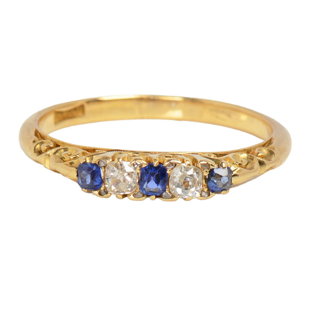 Edwardian Sapphire Diamond Wedding Band