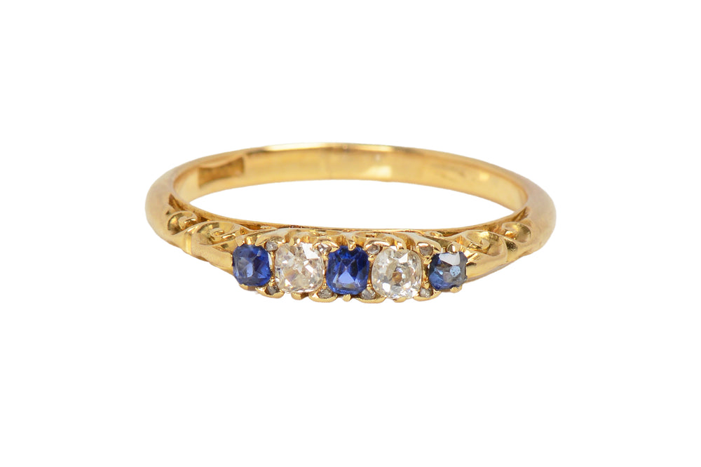 Edwardian Sapphire Diamond Wedding Band