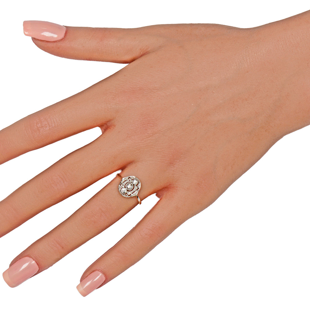 
                      
                        Oval Three Diamond Antique Ring
                      
                    