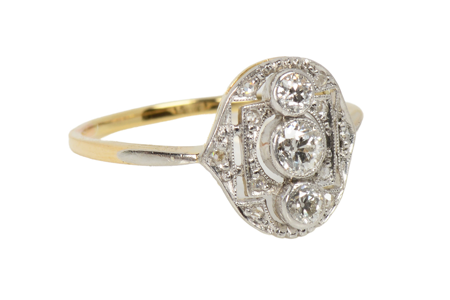 Oval Three Diamond Antique Ring