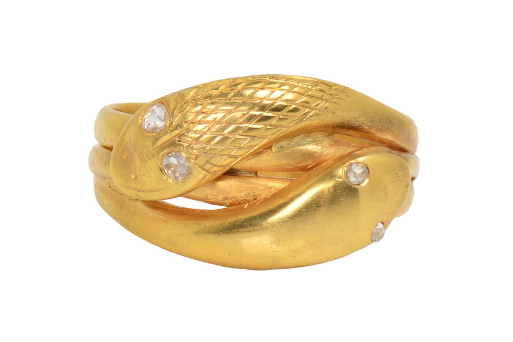 1899 Victorian Weighty Double Snake Ring Diamond