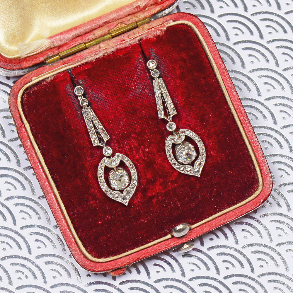 Belle Epoque Diamond Dangle Earrings Original Box