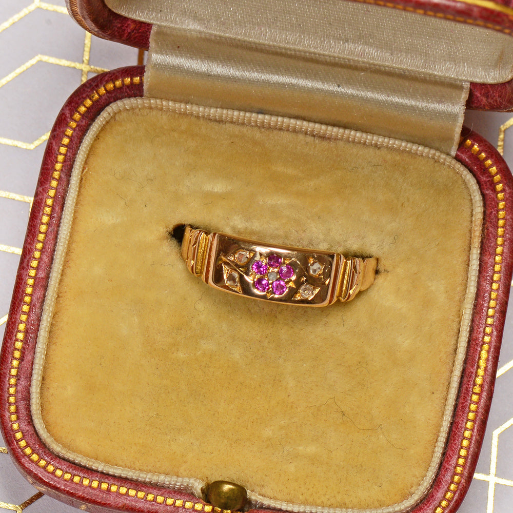 
                      
                        Ruby Diamond Flower Motif Ring of 1892
                      
                    
