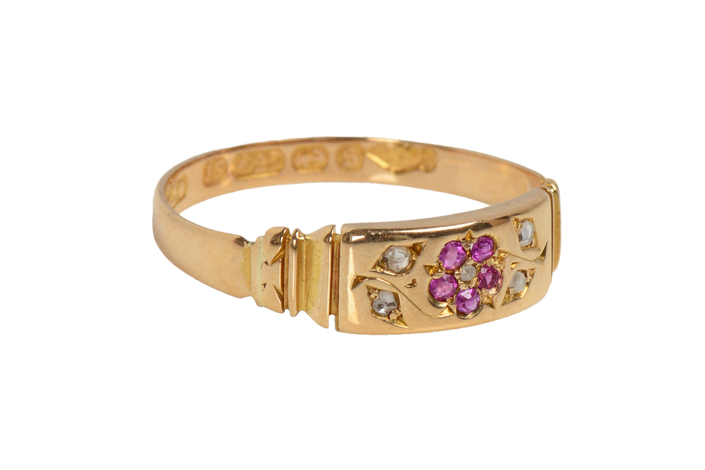Ruby Diamond Flower Motif Ring of 1892