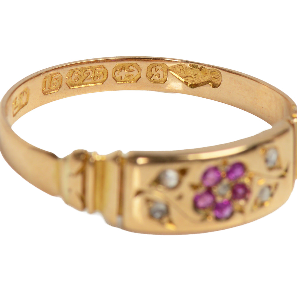 
                      
                        Ruby Diamond Flower Motif Ring of 1892
                      
                    