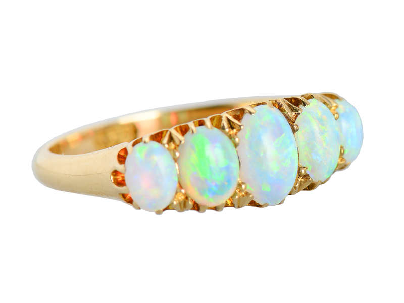 Edwardian Five Graduated Opal 18k Ring