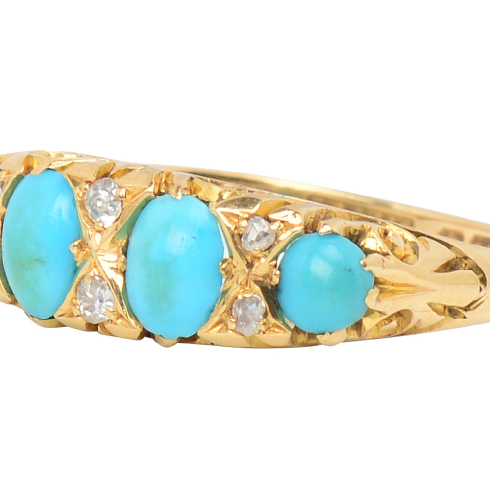 Antique Turquoise Diamond Ring of 1910