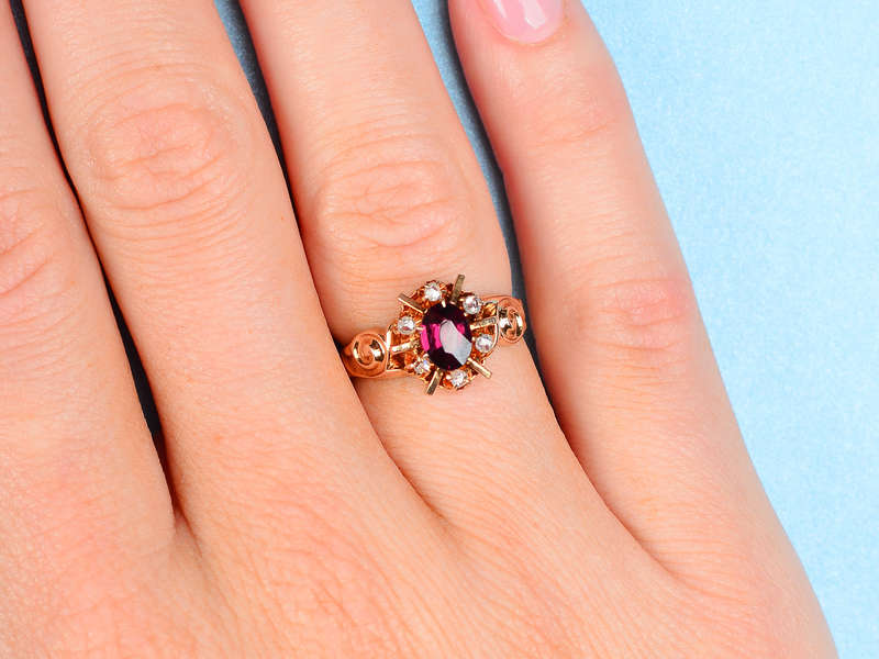 Christmas Past - Garnet Edwardian Ring of 1895