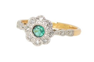 Antique Edwardian Emerald Diamond Ring