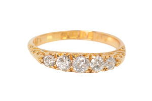 Carved Gold of 1903 - Five Diamond Wedding RIng