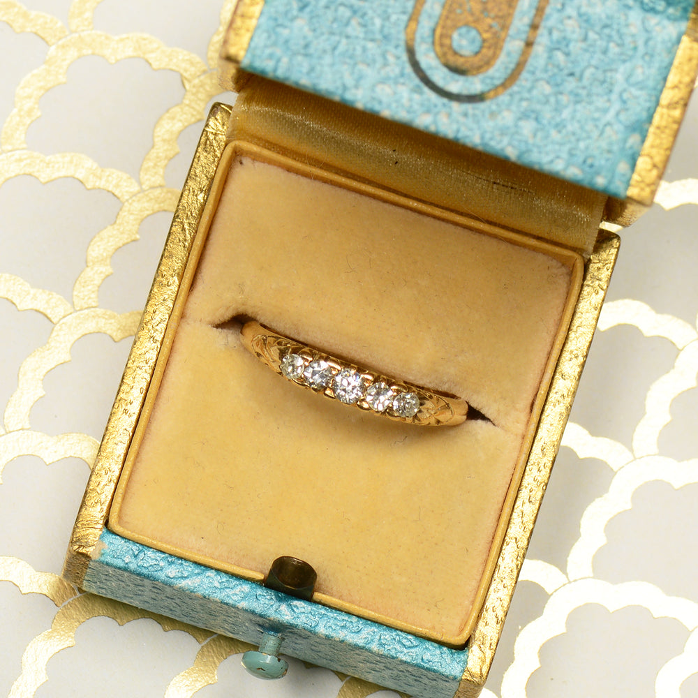 
                      
                        Vintage Five Stone Wedding Ring in Gold fromm 1888
                      
                    