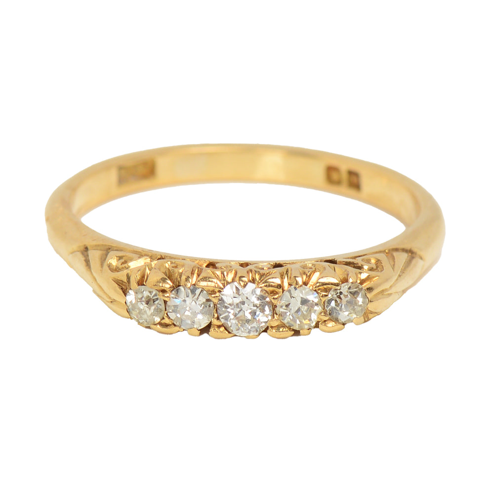 Vintage Five Stone Wedding Ring in Gold fromm 1888